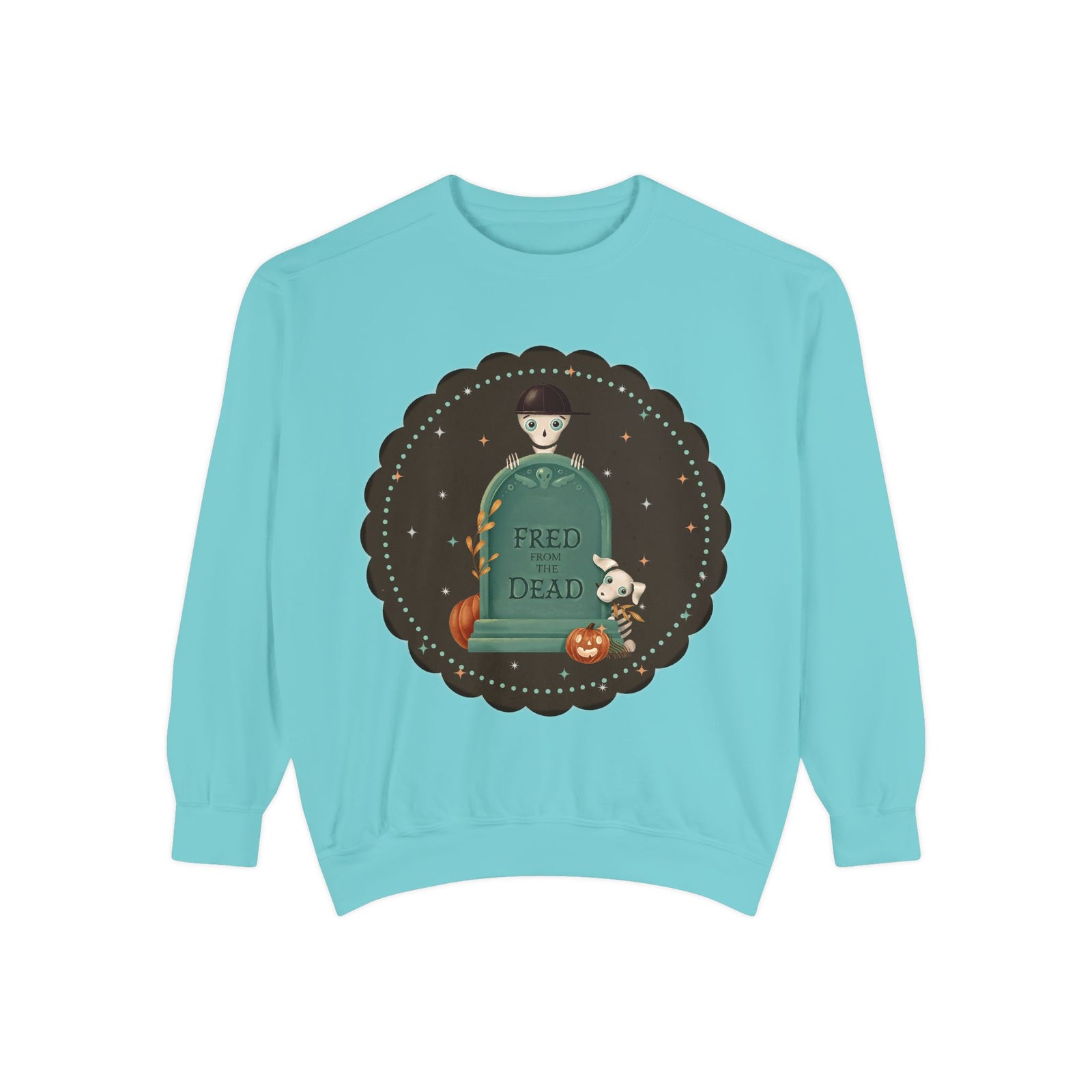 Halloween Tombstone Sweatshirt — "Fred from the Dead" Cute Spooky Crewneck