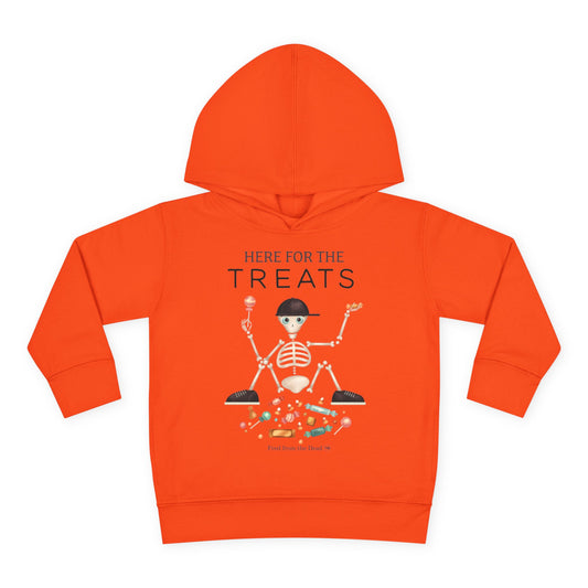 Toddler Halloween Hoodie - "Here for the Treats" Skeleton Candy Pullover