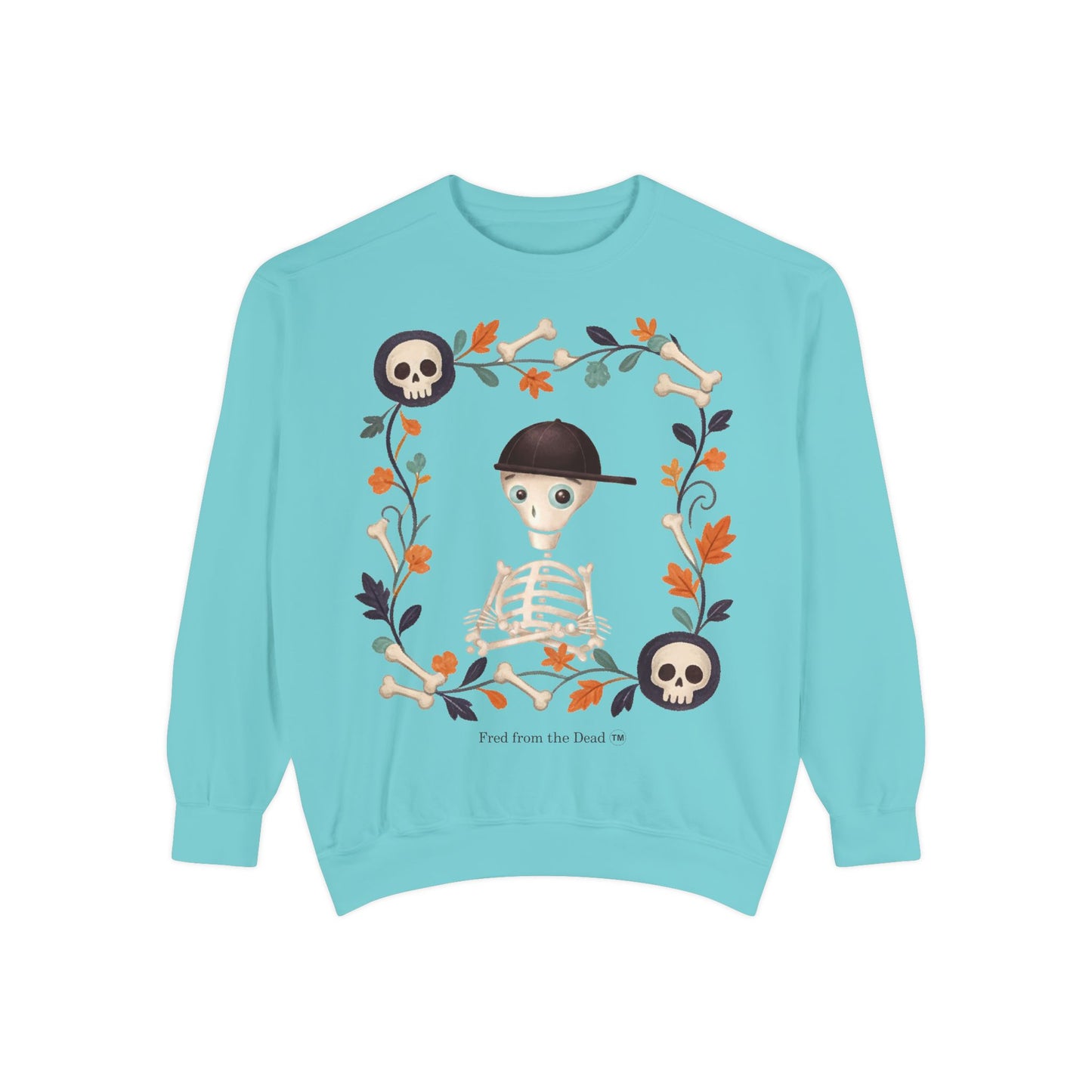 Skeleton Floral Sweatshirt — "Fred from the Dead" Halloween Crewneck