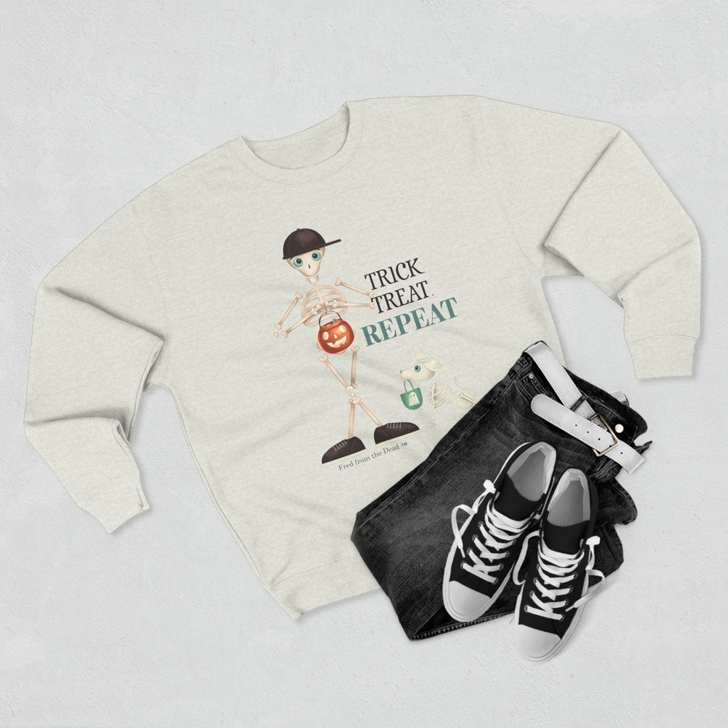 \Halloween-Themed Unisex Crewneck Sweatshirt, Cozy Fall Sweatshirt, Spooky Season Apparel, Gift for Kids and Family