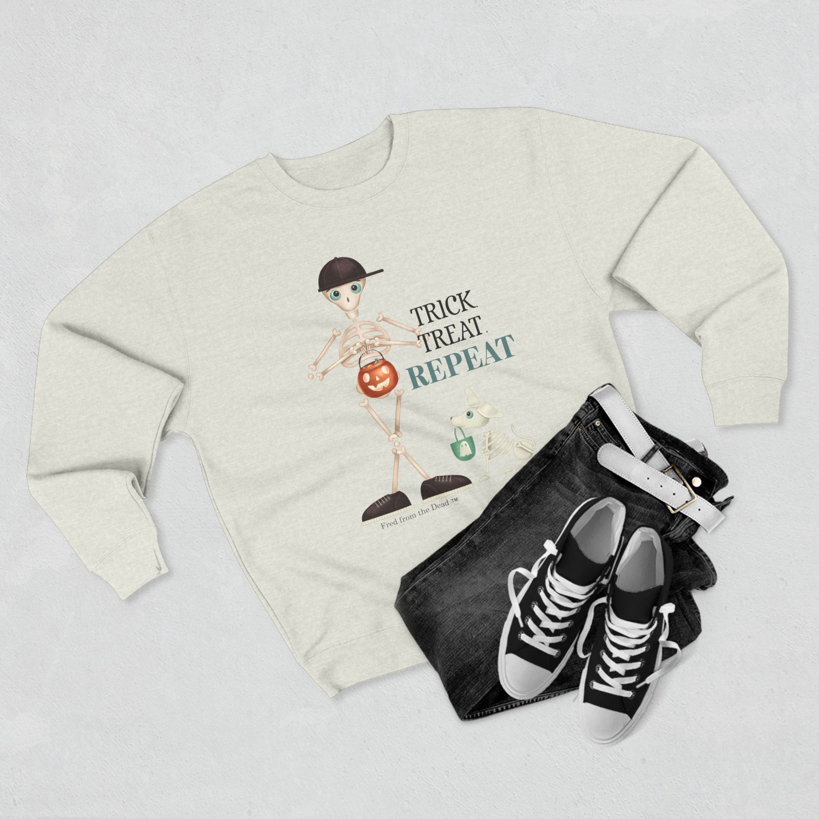 Halloween-Themed Unisex Crewneck Sweatshirt, Cozy Fall Sweatshirt, Spooky Season Apparel, Gift for Kids and Family