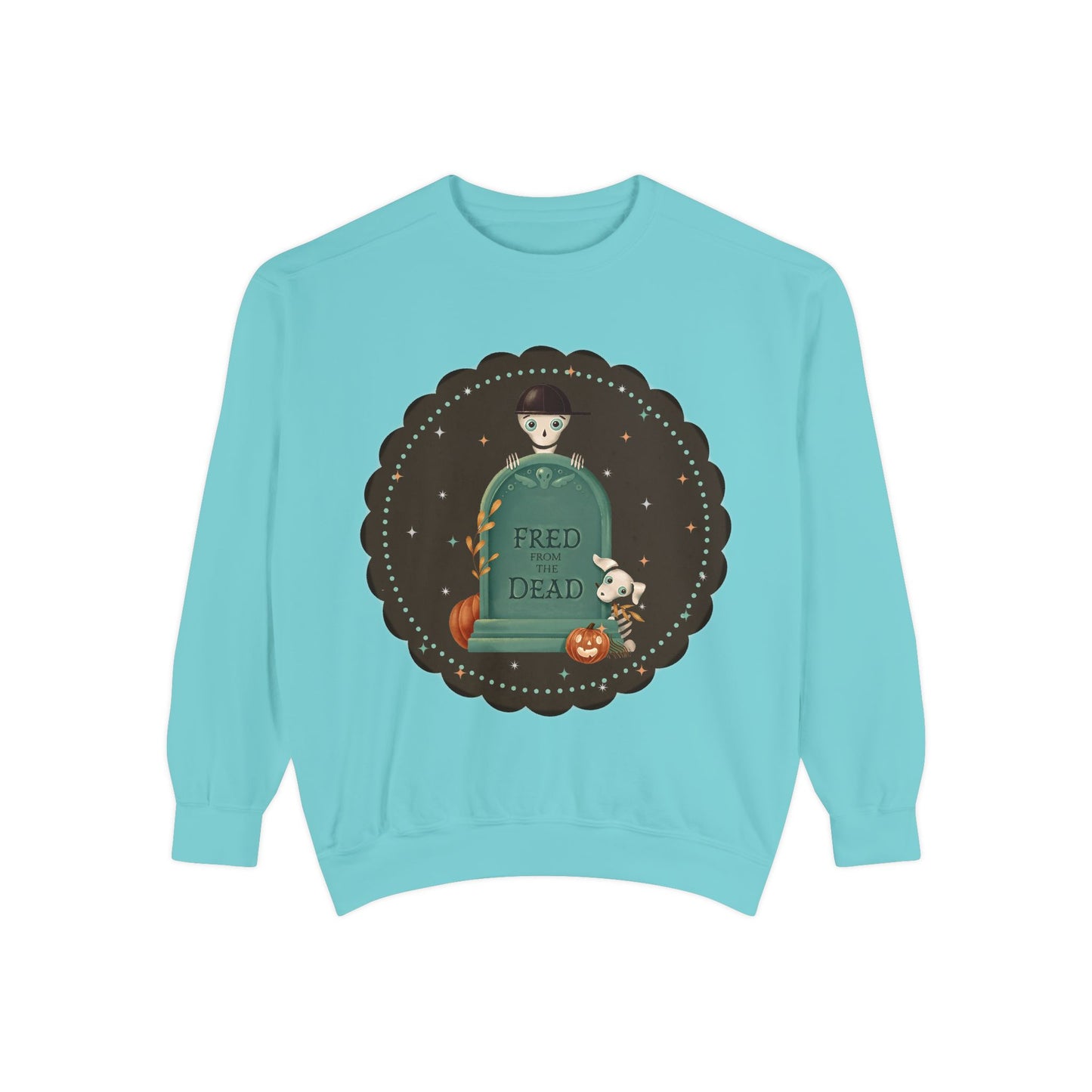 Halloween Tombstone Sweatshirt — "Fred from the Dead" Cute Spooky Crewneck