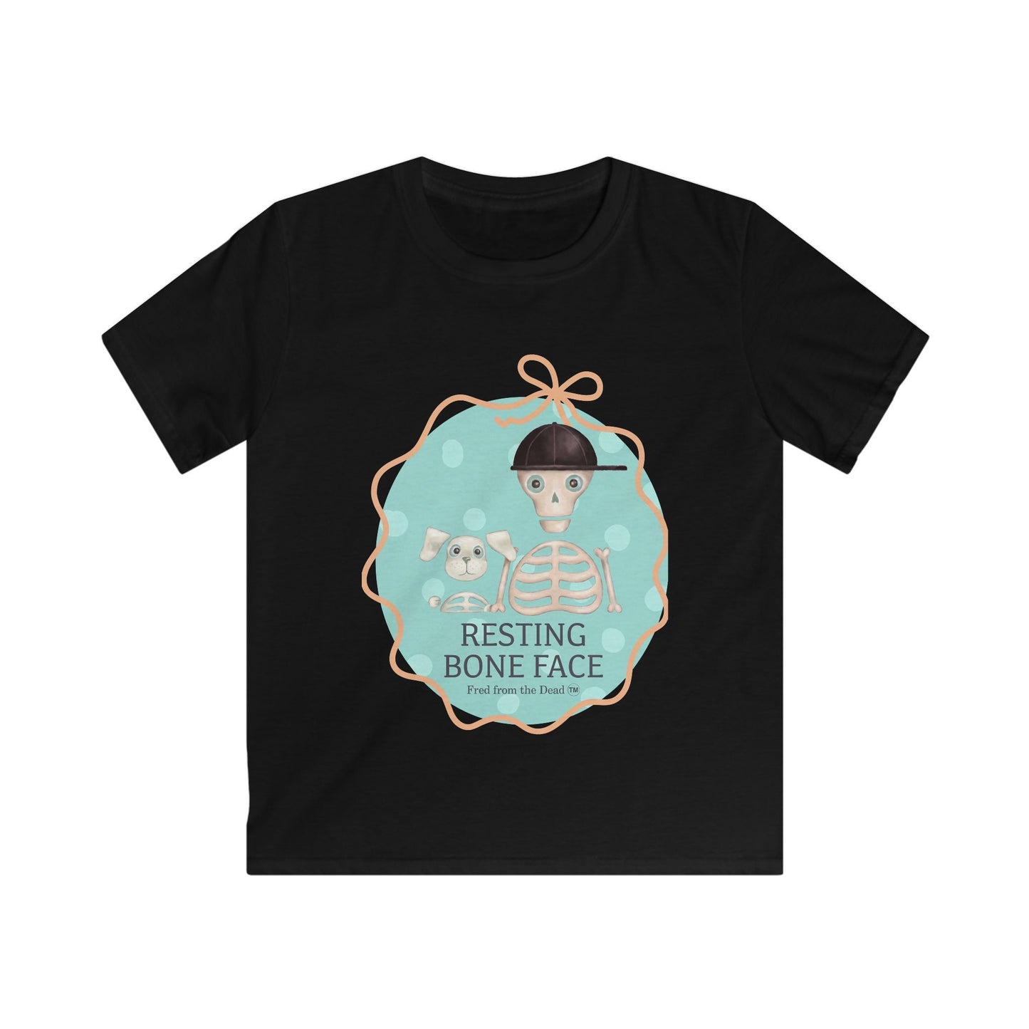 Kids Tee — Cute Skeleton "Resting Bone Face" Graphic for Halloween Fred from the Dead