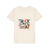 Kids Halloween Tee - "Trick or Treat" Cute Bat Graphic - Fred from the Dead