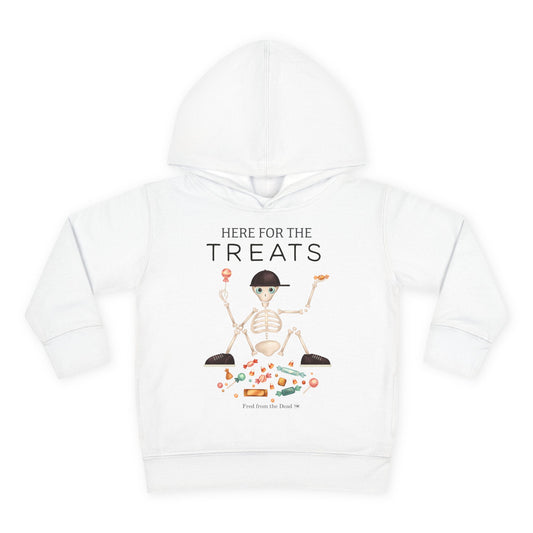 Toddler Halloween Hoodie - "Here for the Treats" Skeleton Candy Pullover