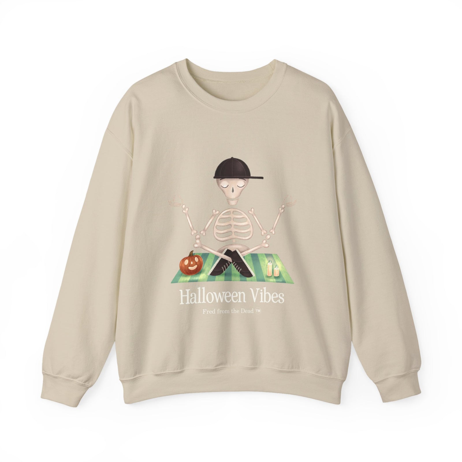 Halloween Vibes Skeleton Crewneck Sweatshirt — 'Fred from the Dead' Cozy Halloween Pullover
