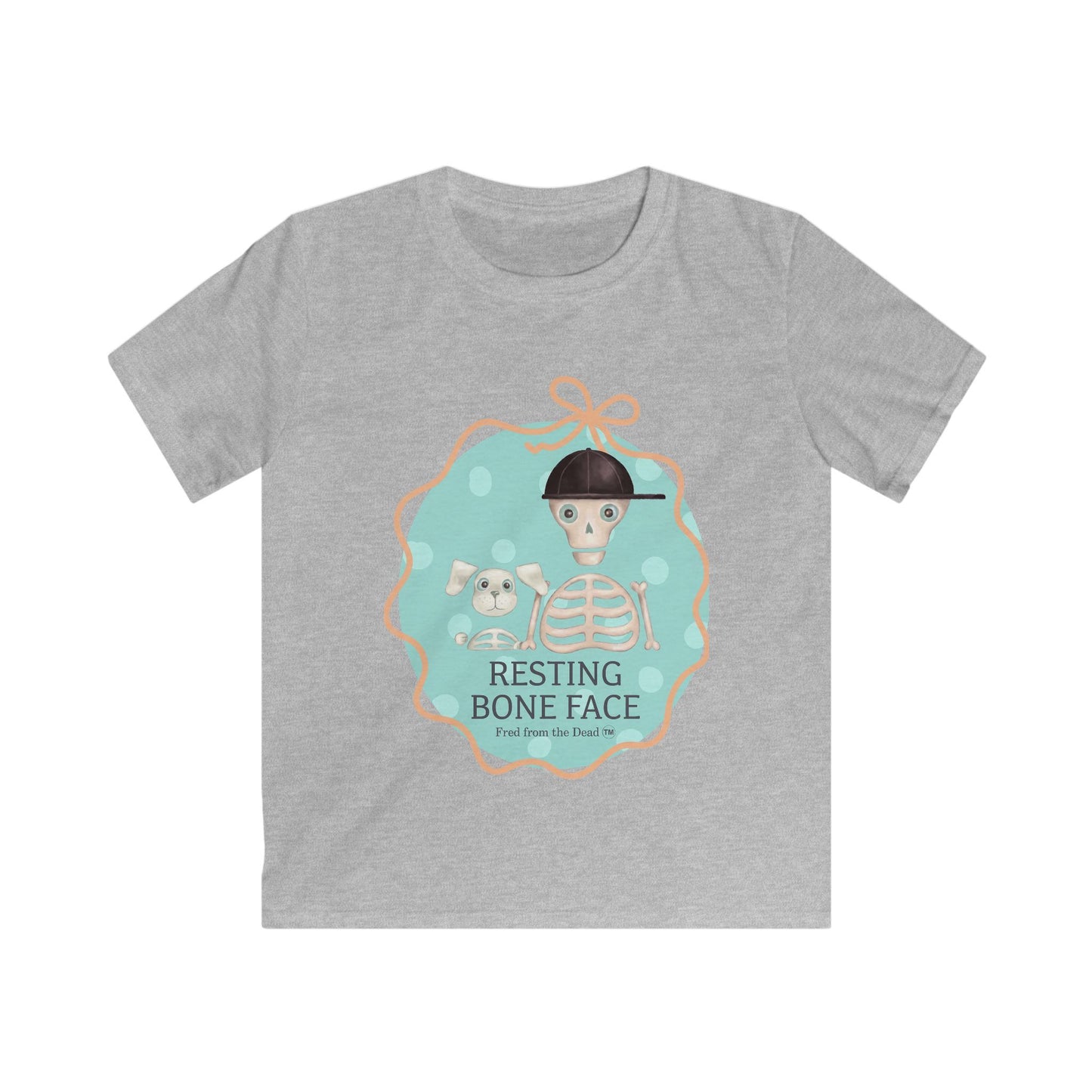 Kids Tee — Cute Skeleton "Resting Bone Face" Graphic for Halloween Fred from the Dead