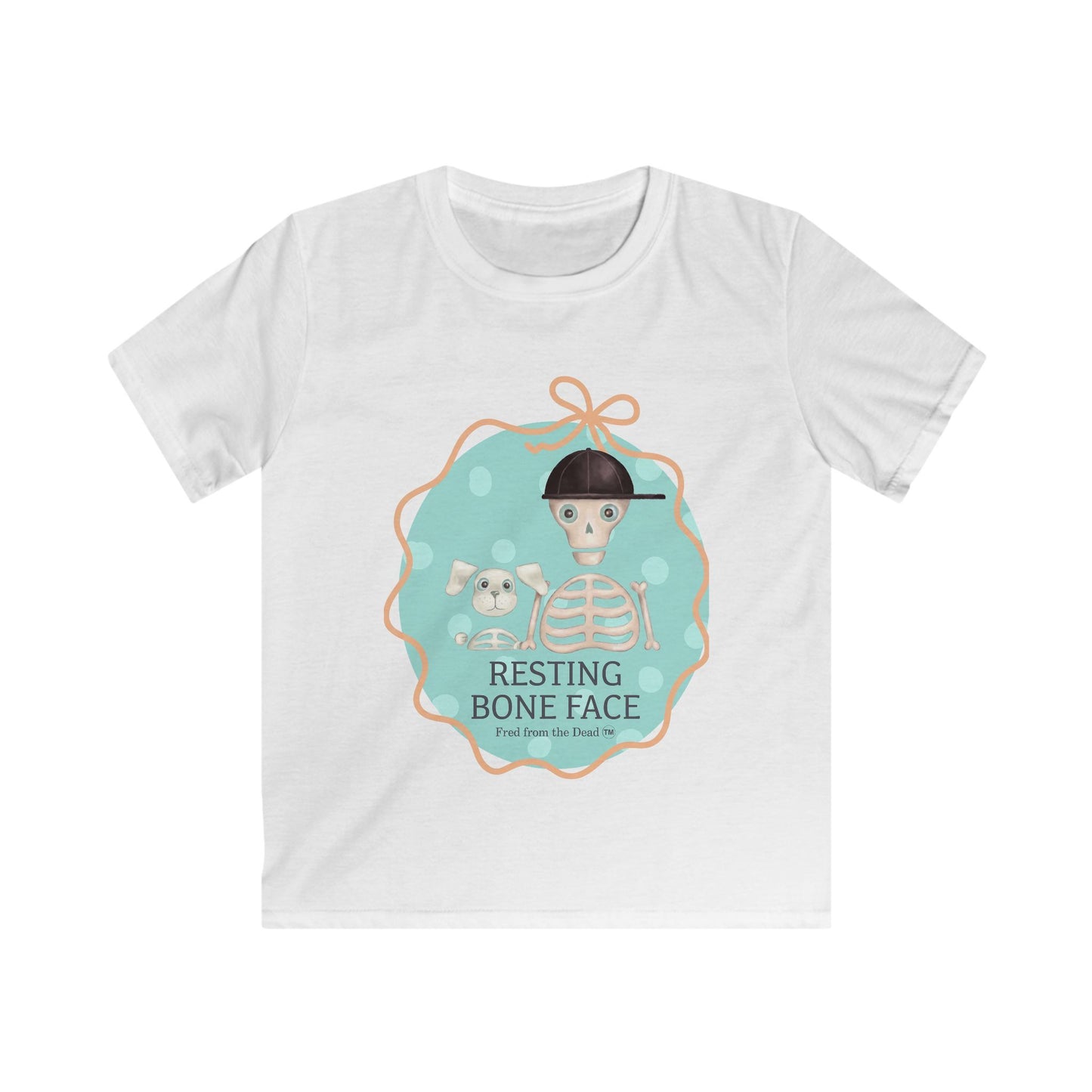 Kids Tee — Cute Skeleton "Resting Bone Face" Graphic for Halloween Fred from the Dead