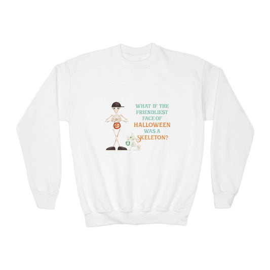 Youth Crewneck Sweatshirt-Friendliest Face of Halloween