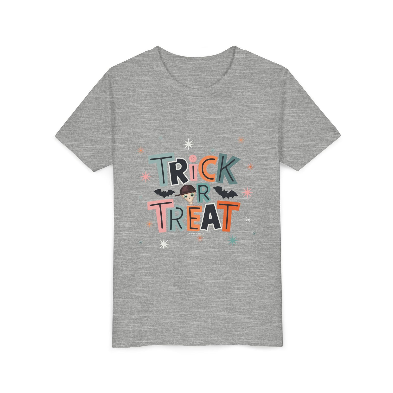 Kids Halloween Tee - "Trick or Treat" Cute Bat Graphic - Fred from the Dead