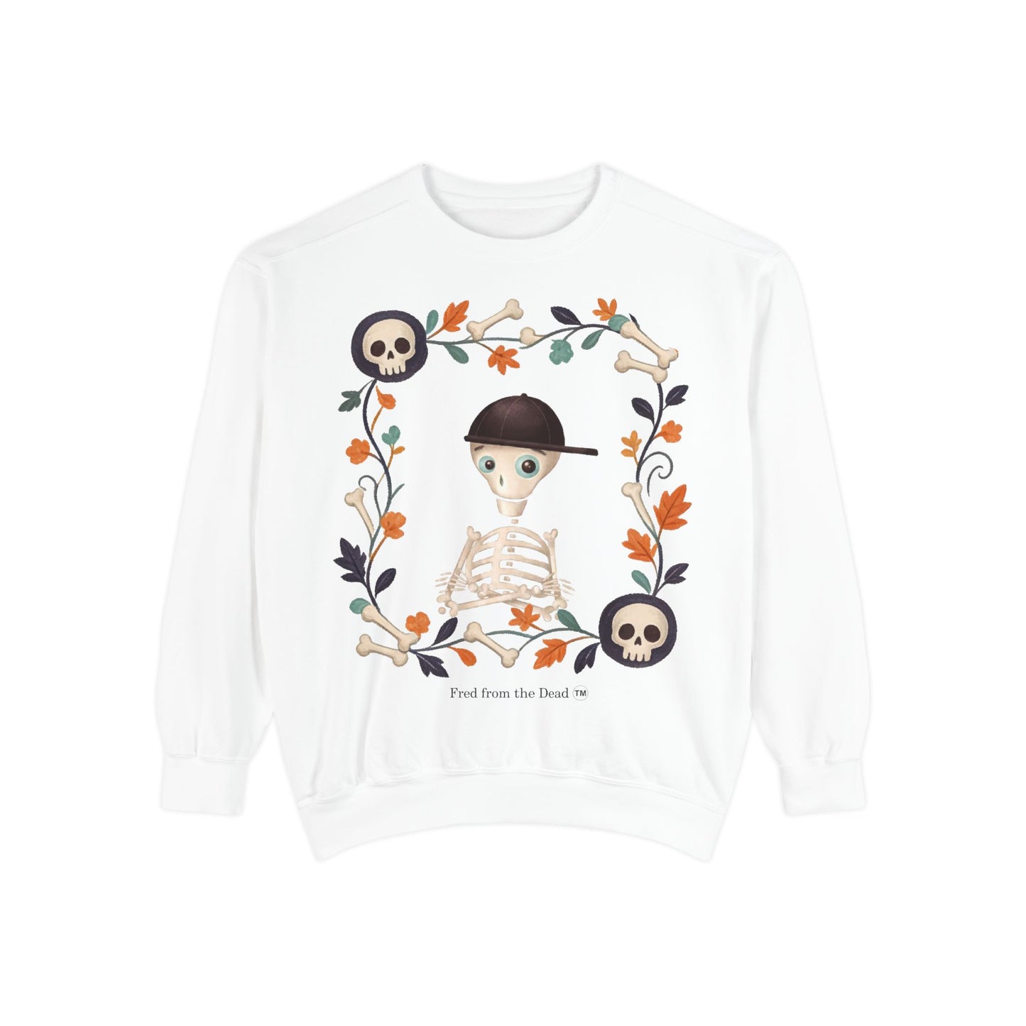 Skeleton Floral Sweatshirt — "Fred from the Dead" Halloween Crewneck