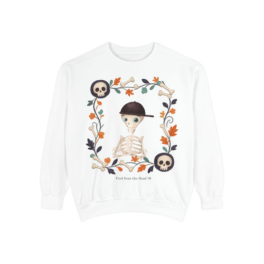Skeleton Floral Sweatshirt — "Fred from the Dead" Halloween Crewneck