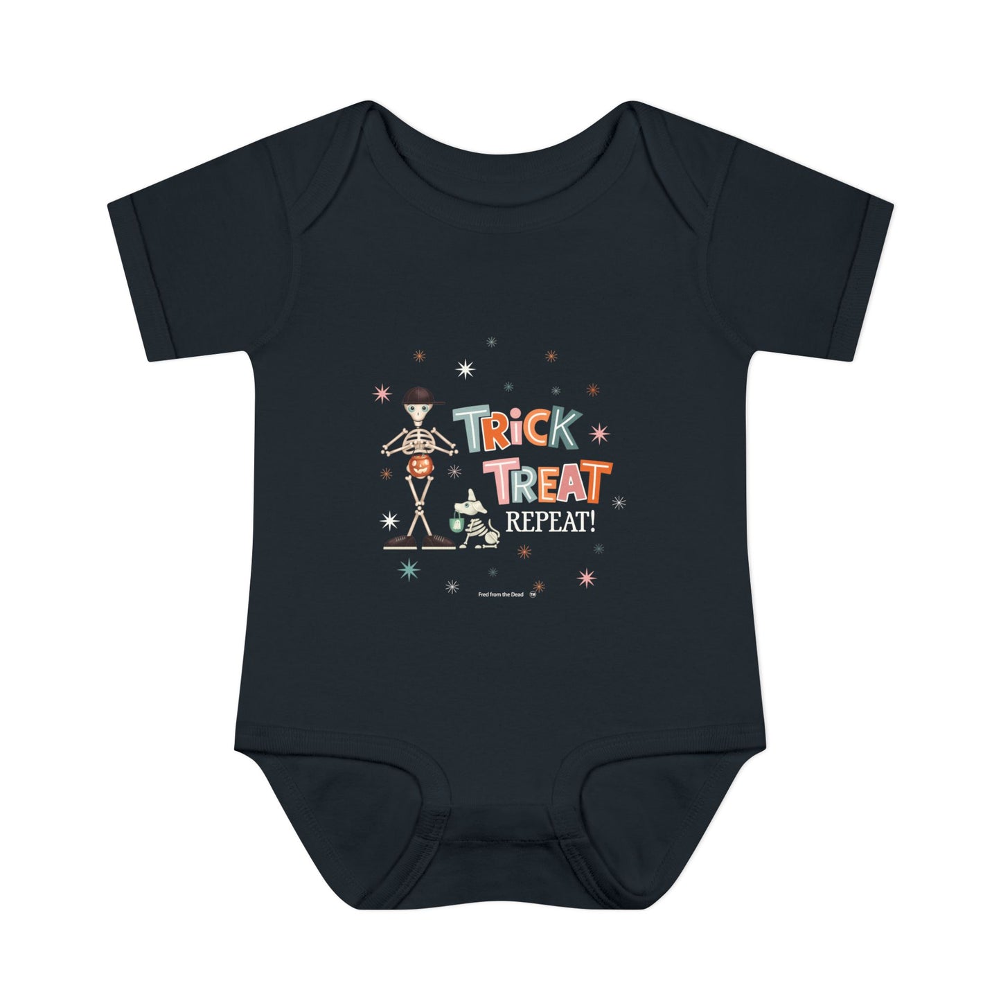 Infant Bodysuit - "Trick Treat Repeat" Halloween Baby Onesie - Fred from the Dead