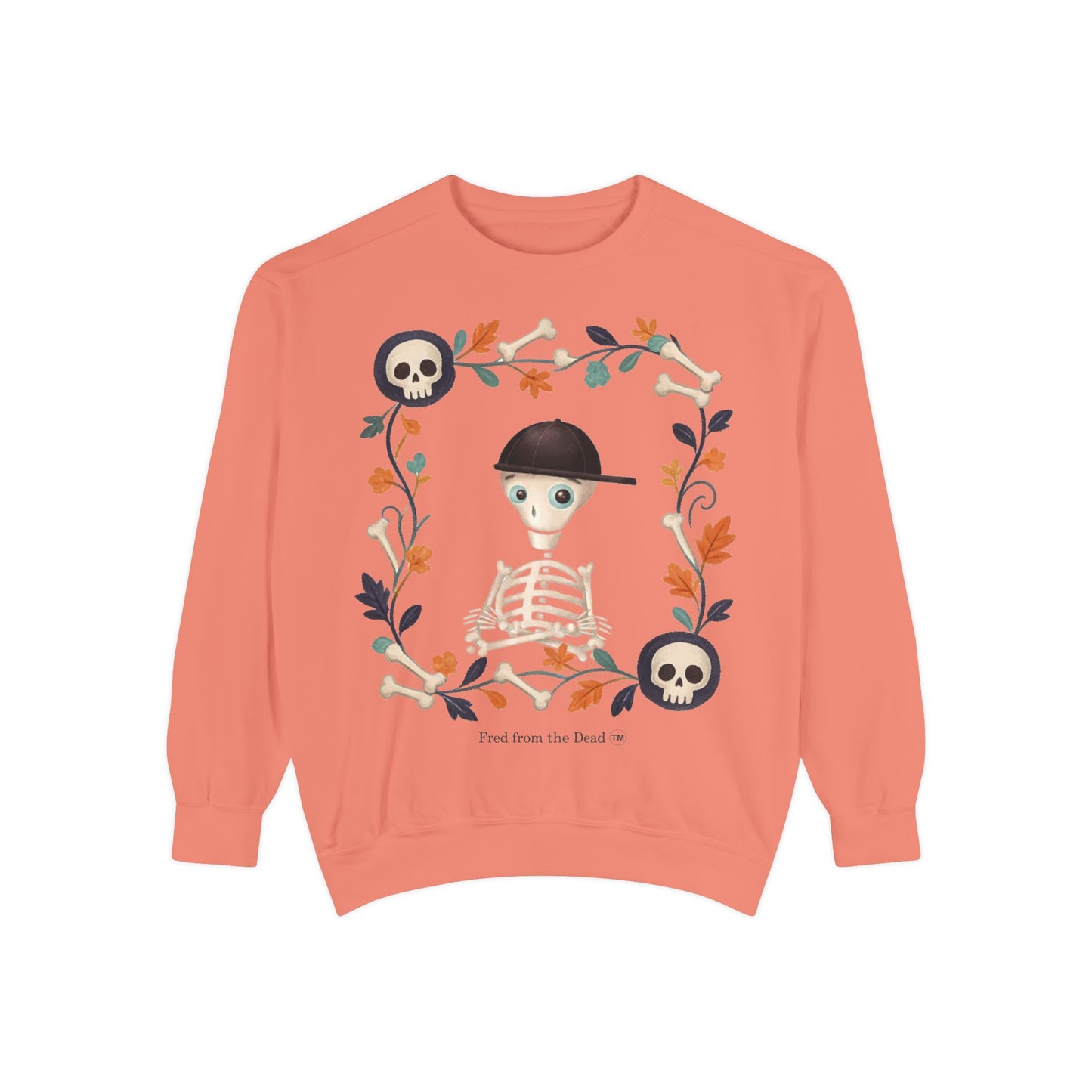 Skeleton Floral Sweatshirt — "Fred from the Dead" Halloween Crewneck