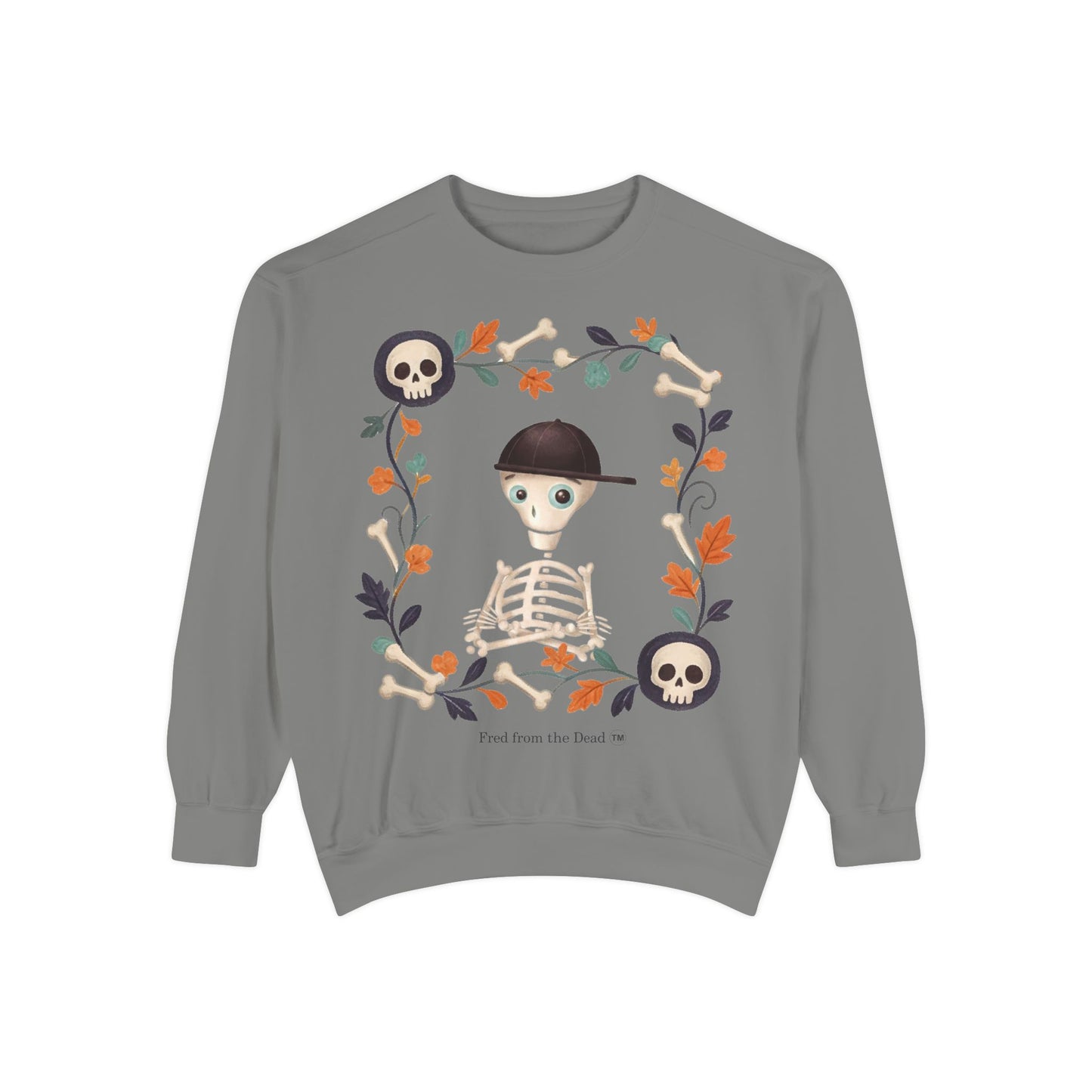 Skeleton Floral Sweatshirt — "Fred from the Dead" Halloween Crewneck