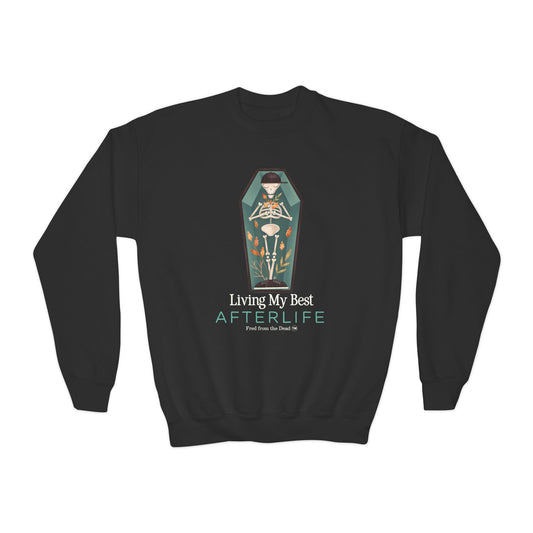 Afterlife Coffin Youth Crewneck Sweatshirt — Halloween Graphic