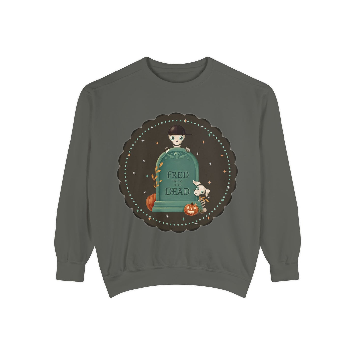 Halloween Tombstone Sweatshirt — "Fred from the Dead" Cute Spooky Crewneck