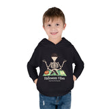 Toddler Hoodie — "Halloween Vibes" Skeleton Pumpkin Kids Pullover