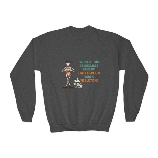 Youth Crewneck Sweatshirt-Friendliest Face of Halloween