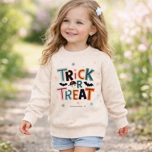 Toddler Sweatshirt - "Trick or Treat" Halloween Pullover for Kids - Fred from the Dead
