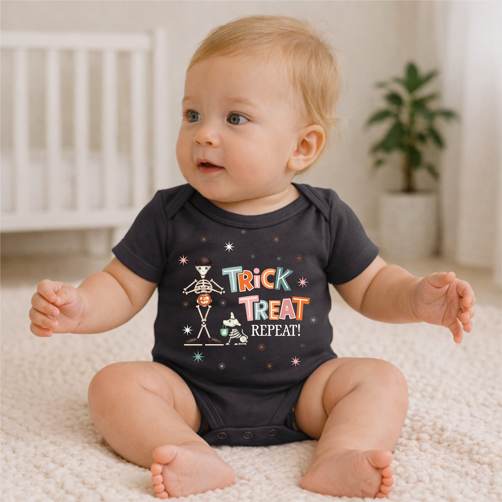 Infant Bodysuit - "Trick Treat Repeat" Halloween Baby Onesie - Fred from the Dead