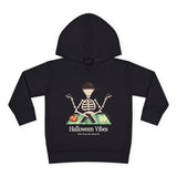 Toddler Hoodie — "Halloween Vibes" Skeleton Pumpkin Kids Pullover