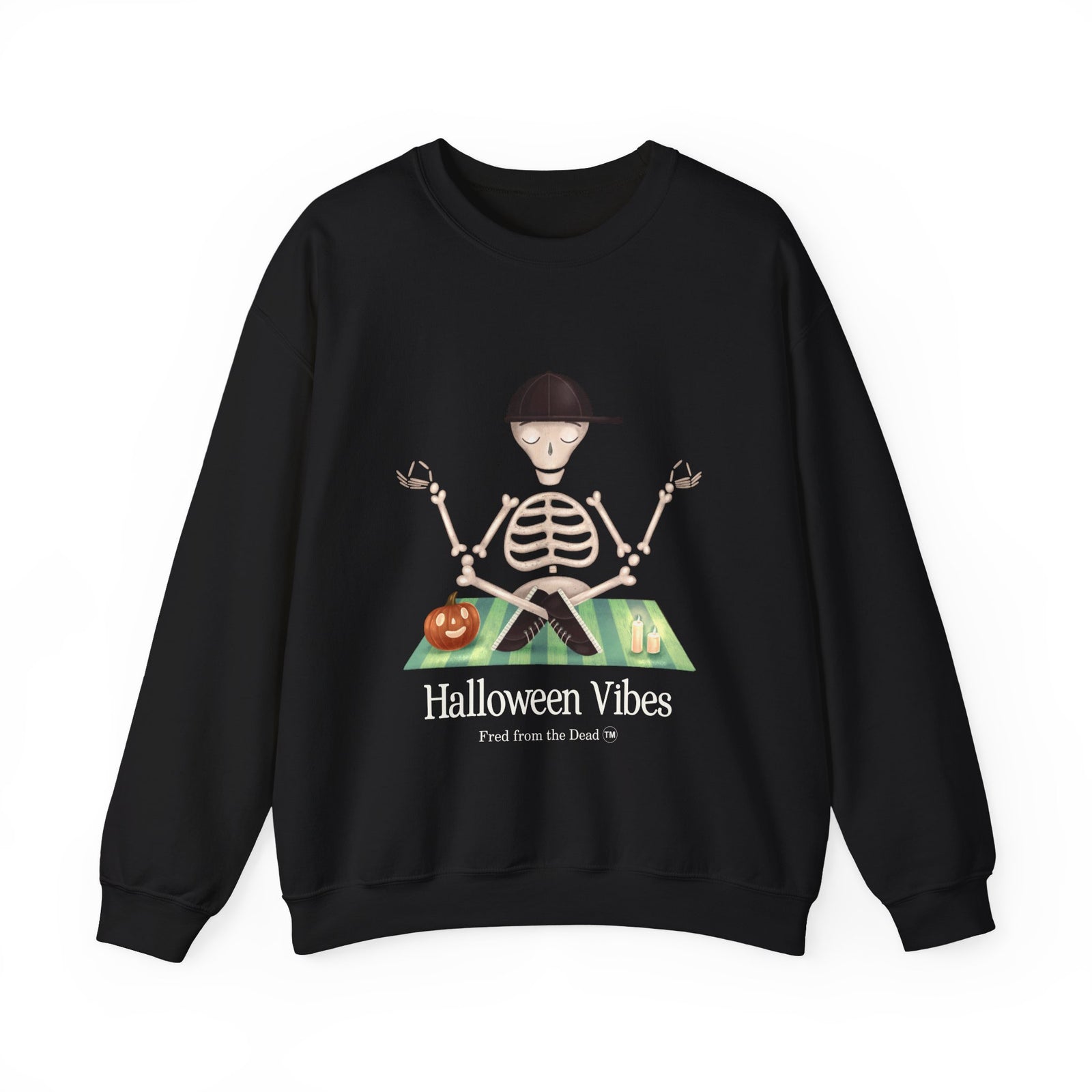 Halloween Vibes Skeleton Crewneck Sweatshirt — 'Fred from the Dead' Cozy Halloween Pullover
