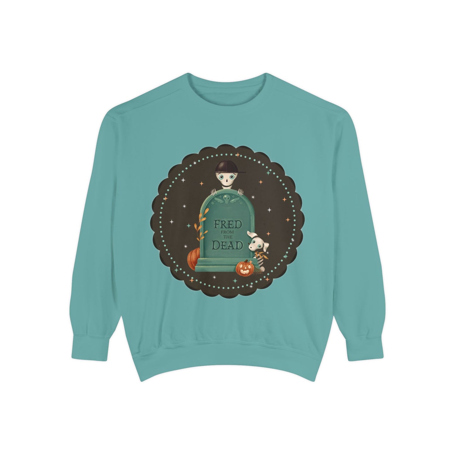 Halloween Tombstone Sweatshirt — "Fred from the Dead" Cute Spooky Crewneck