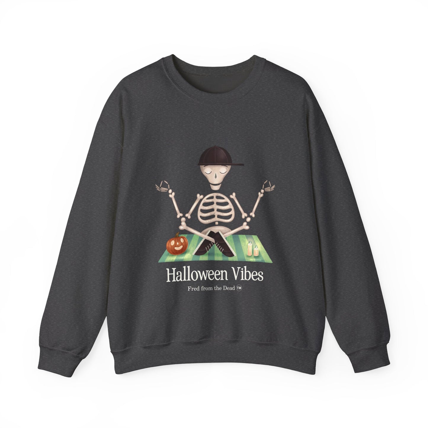 Halloween Vibes Skeleton Crewneck Sweatshirt — 'Fred from the Dead' Cozy Halloween Pullover
