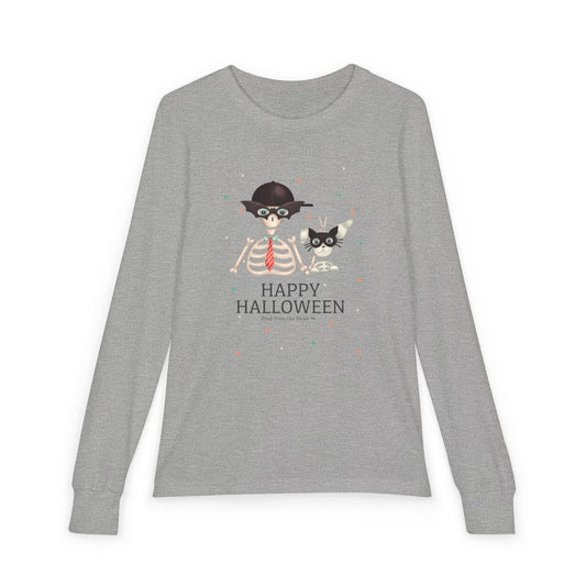 Happy Halloween Kids Long Sleeve Tee — Fred from the Dead Skeleton and Femur the Skeleton Dog