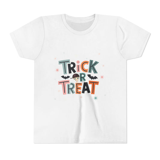 Kids Halloween Tee - "Trick or Treat" Cute Bat Graphic - Fred from the Dead