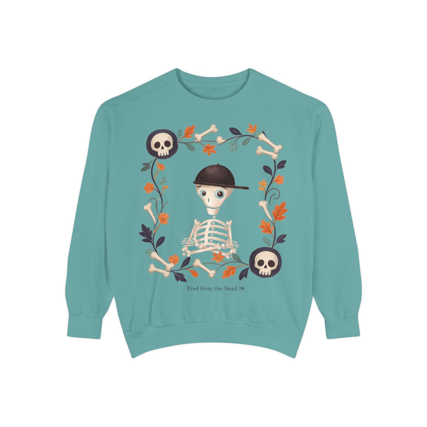 Skeleton Floral Sweatshirt — "Fred from the Dead" Halloween Crewneck