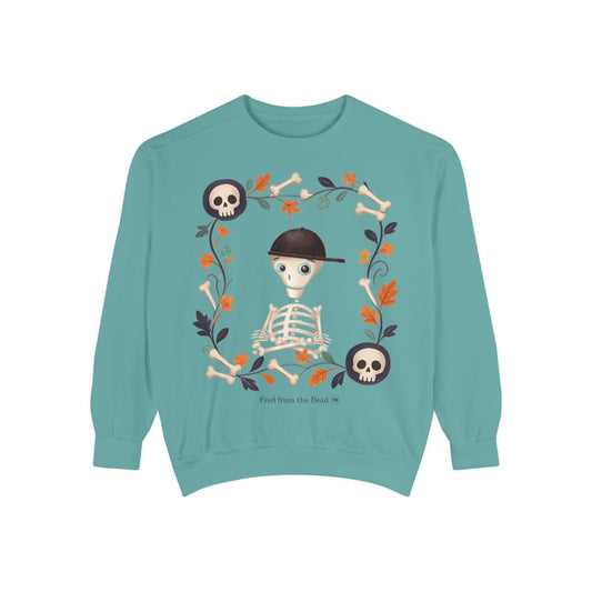 Skeleton Floral Sweatshirt — "Fred from the Dead" Halloween Crewneck