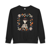 Toddler Sweatshirt — Cute Fred from the Dead Skeleton Kid Floral Frame - Halloween Sweatshirt