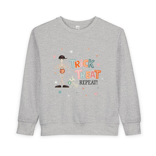 Toddler Sweatshirt - "Trick Treat Repeat" Halloween Candy Costume Pullover - Fred from the Dead