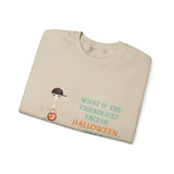 Halloween Skeleton Quote Crewneck Sweatshirt — "What If the Friendliest Face of Halloween Was a Skeleton?"