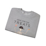 Halloween 'Here For The Treats' Crewneck Sweatshirt — Cute Skeleton Candy Design