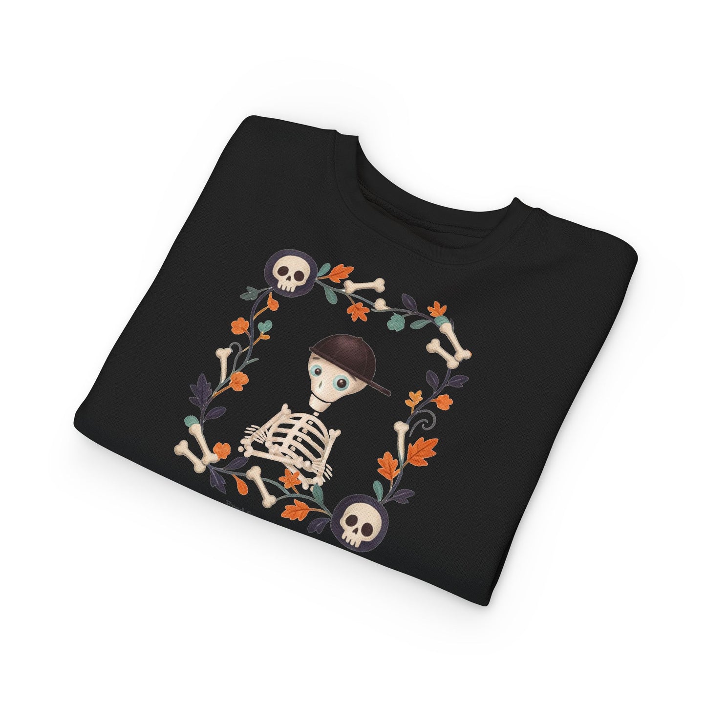 Toddler Sweatshirt — Cute Fred from the Dead Skeleton Kid Floral Frame - Halloween Sweatshirt