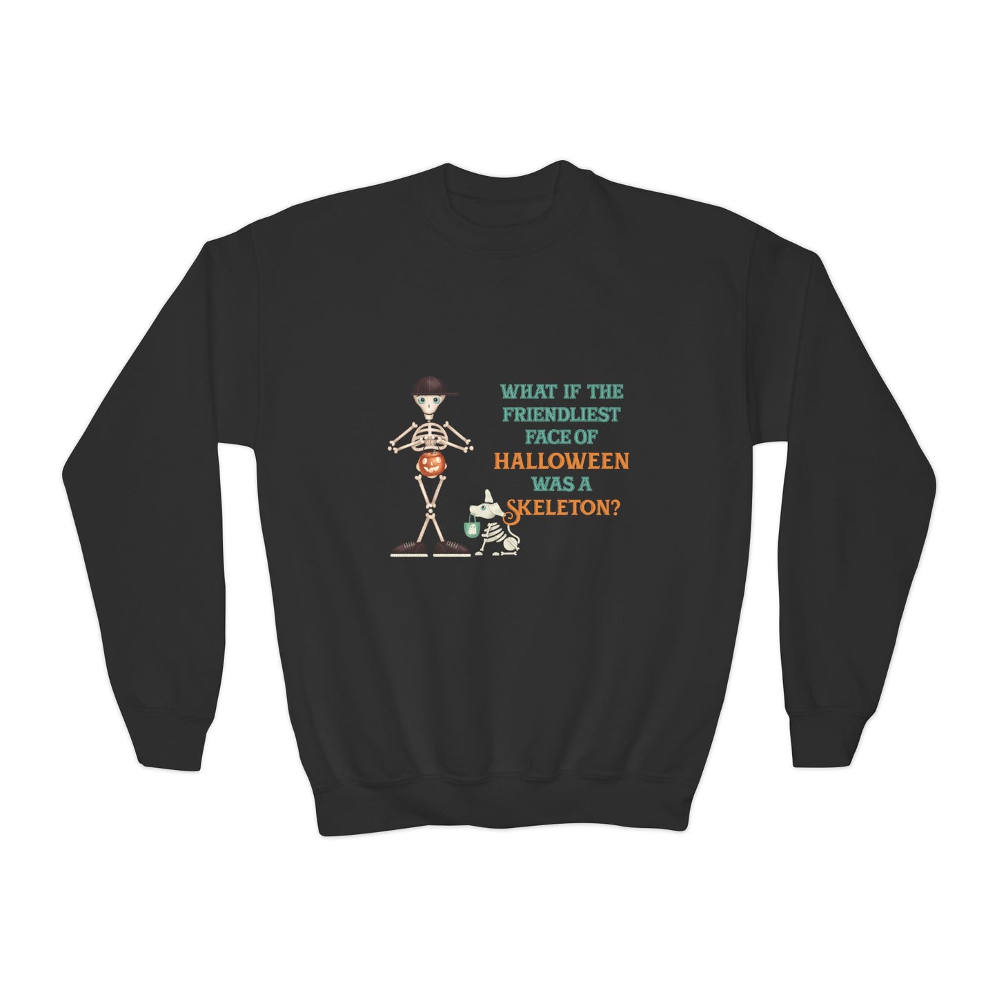 Youth Crewneck Sweatshirt-Friendliest Face of Halloween