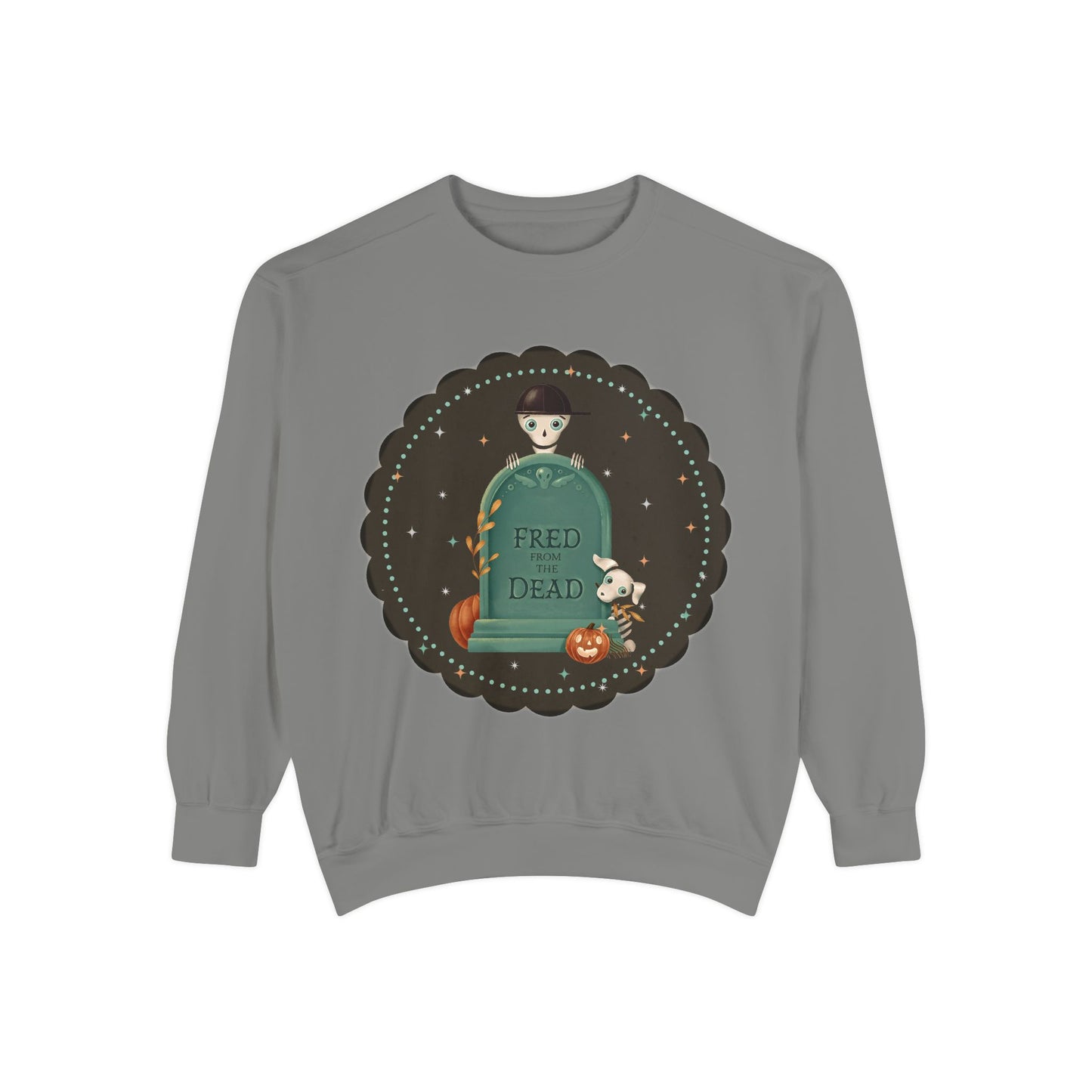 Halloween Tombstone Sweatshirt — "Fred from the Dead" Cute Spooky Crewneck