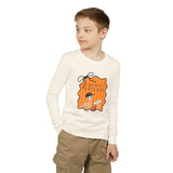 Youth Long Sleeve Tee — "Too Cute to Spook" Fred from the Dead Skeleton and Femur the Dog Halloween Shirt