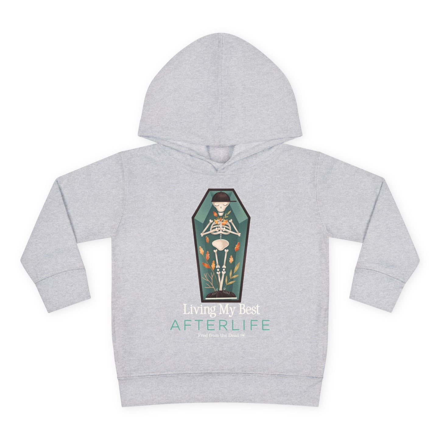 Toddler Hoodie — Living My Best Afterlife Skeleton Coffin Design
