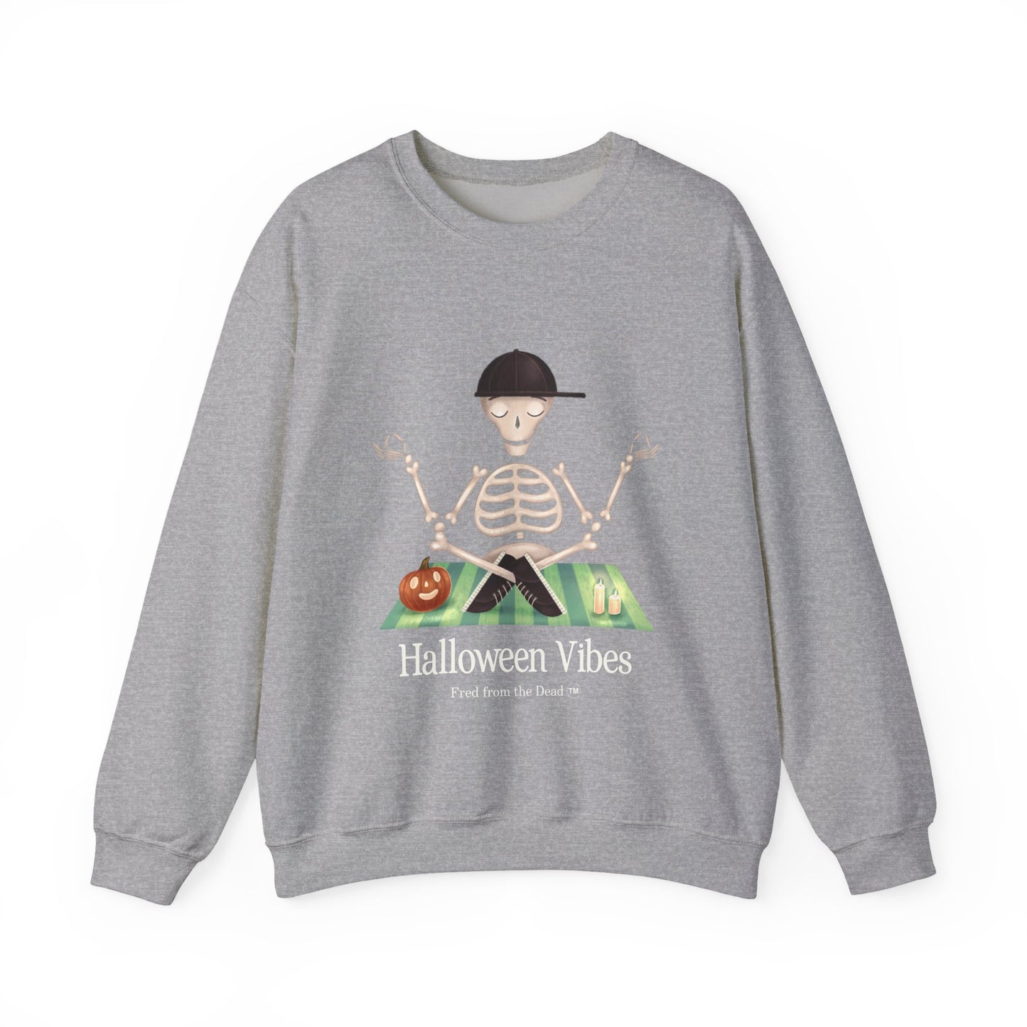Halloween Vibes Skeleton Crewneck Sweatshirt — 'Fred from the Dead' Cozy Halloween Pullover