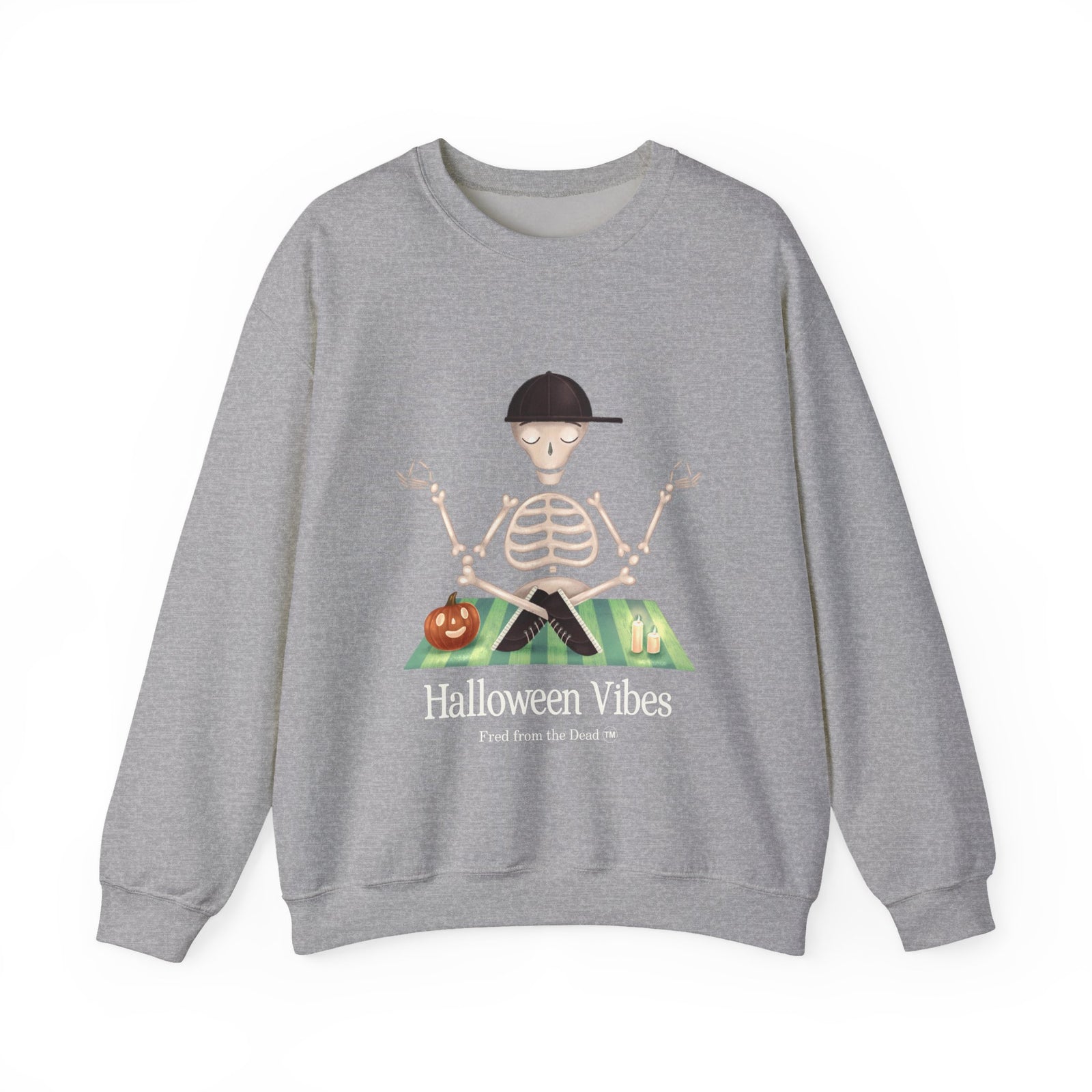 Halloween Vibes Skeleton Crewneck Sweatshirt — 'Fred from the Dead' Cozy Halloween Pullover