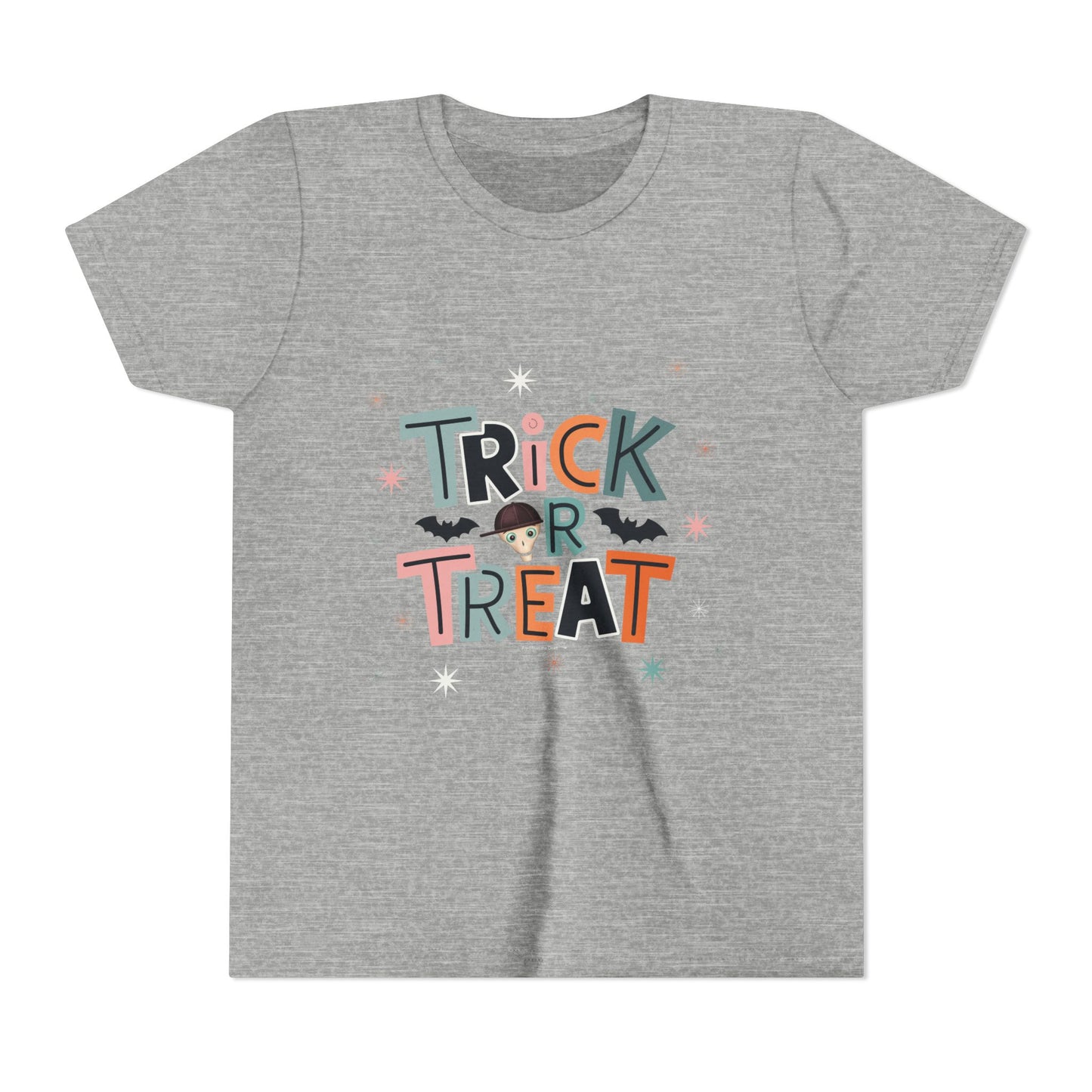 Kids Halloween Tee - "Trick or Treat" Cute Bat Graphic - Fred from the Dead