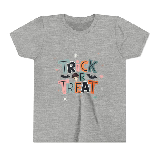 Kids Halloween Tee - "Trick or Treat" Cute Bat Graphic - Fred from the Dead
