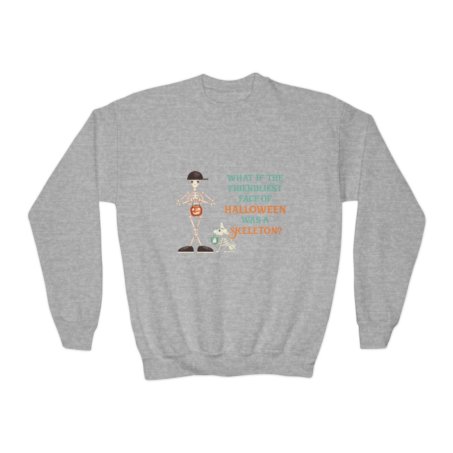 Youth Crewneck Sweatshirt-Friendliest Face of Halloween
