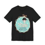 Resting Bone Face T-Shirt — Cute Skeleton Graphic Tee with Fred from the Dead and Femur the Dog