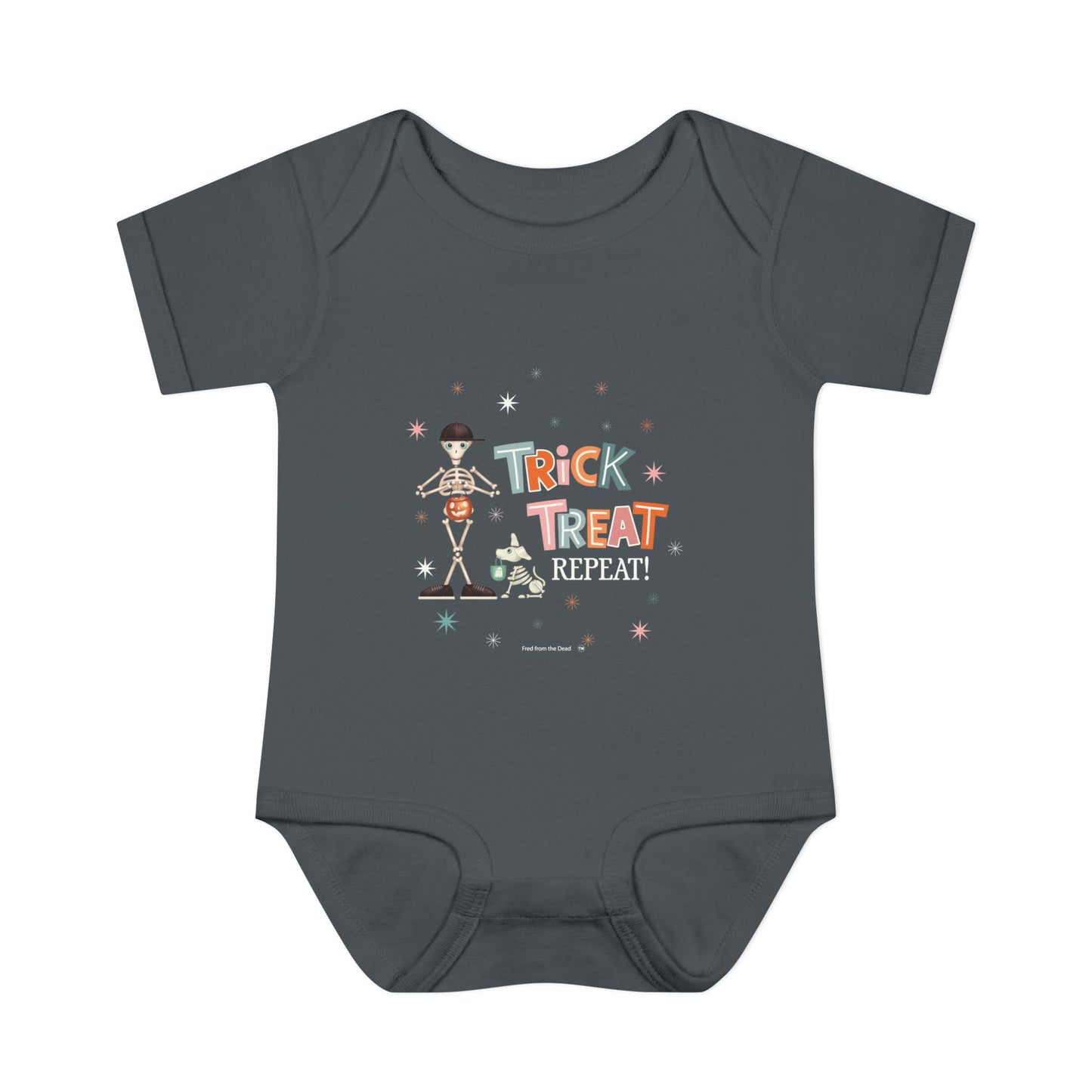 Infant Bodysuit - "Trick Treat Repeat" Halloween Baby Onesie - Fred from the Dead