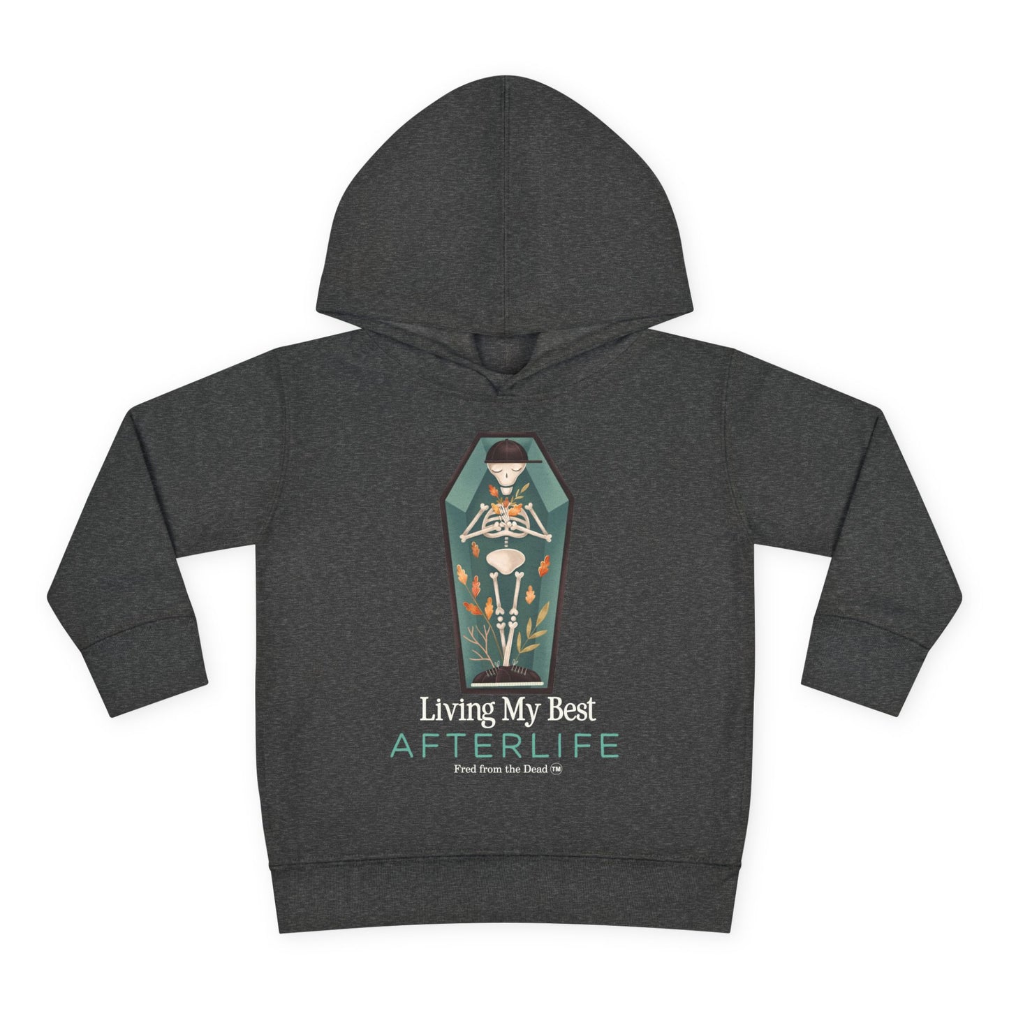 Toddler Hoodie — Living My Best Afterlife Skeleton Coffin Design